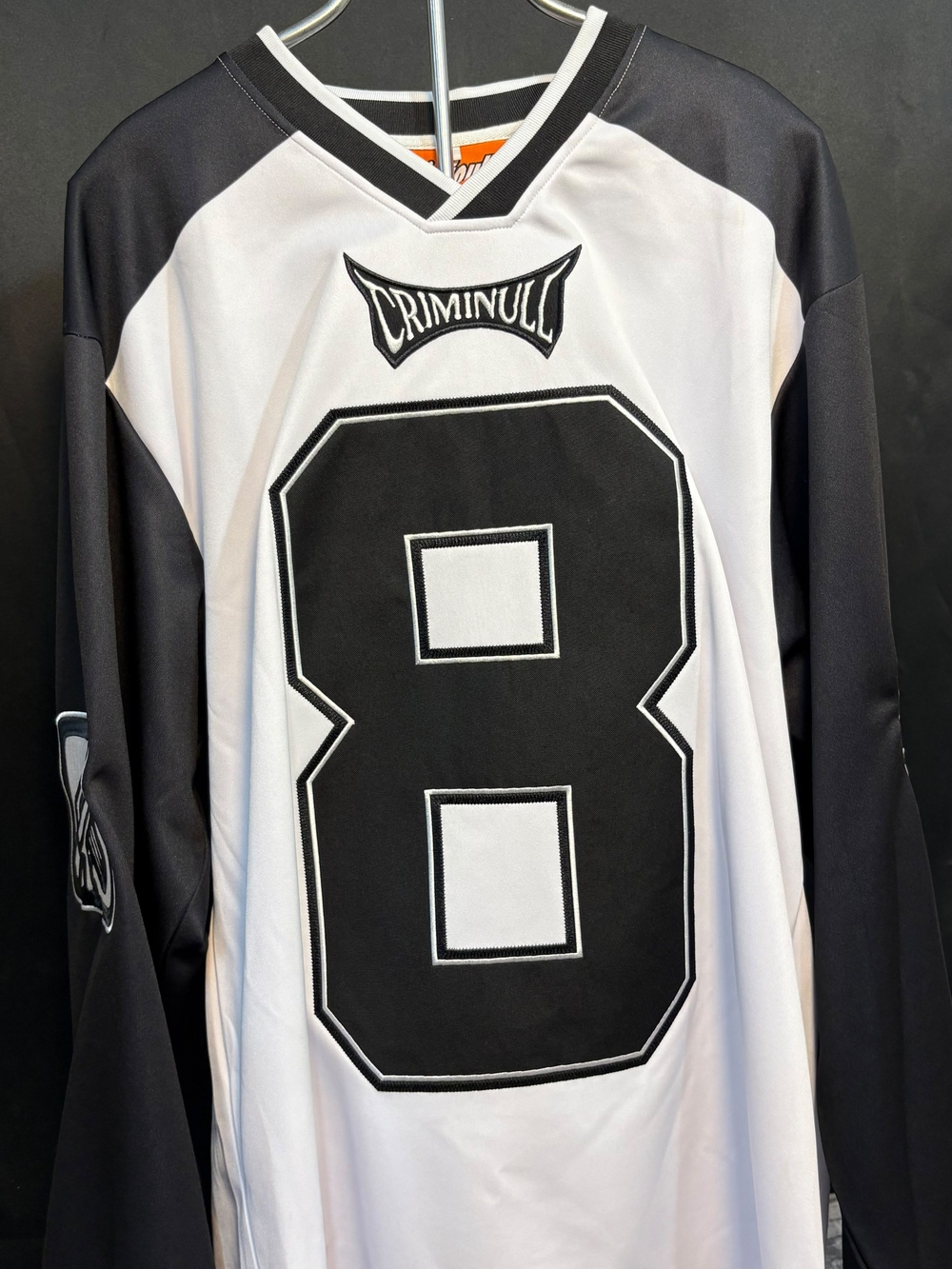 Criminull Men’s Black & White Hockey Jersey - Number 8